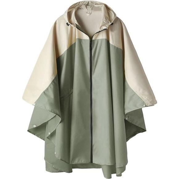 Unisex Rain Poncho Hooded Waterproof Raincoat Jacket for Adults Women Men Green - Picture 1 of 6